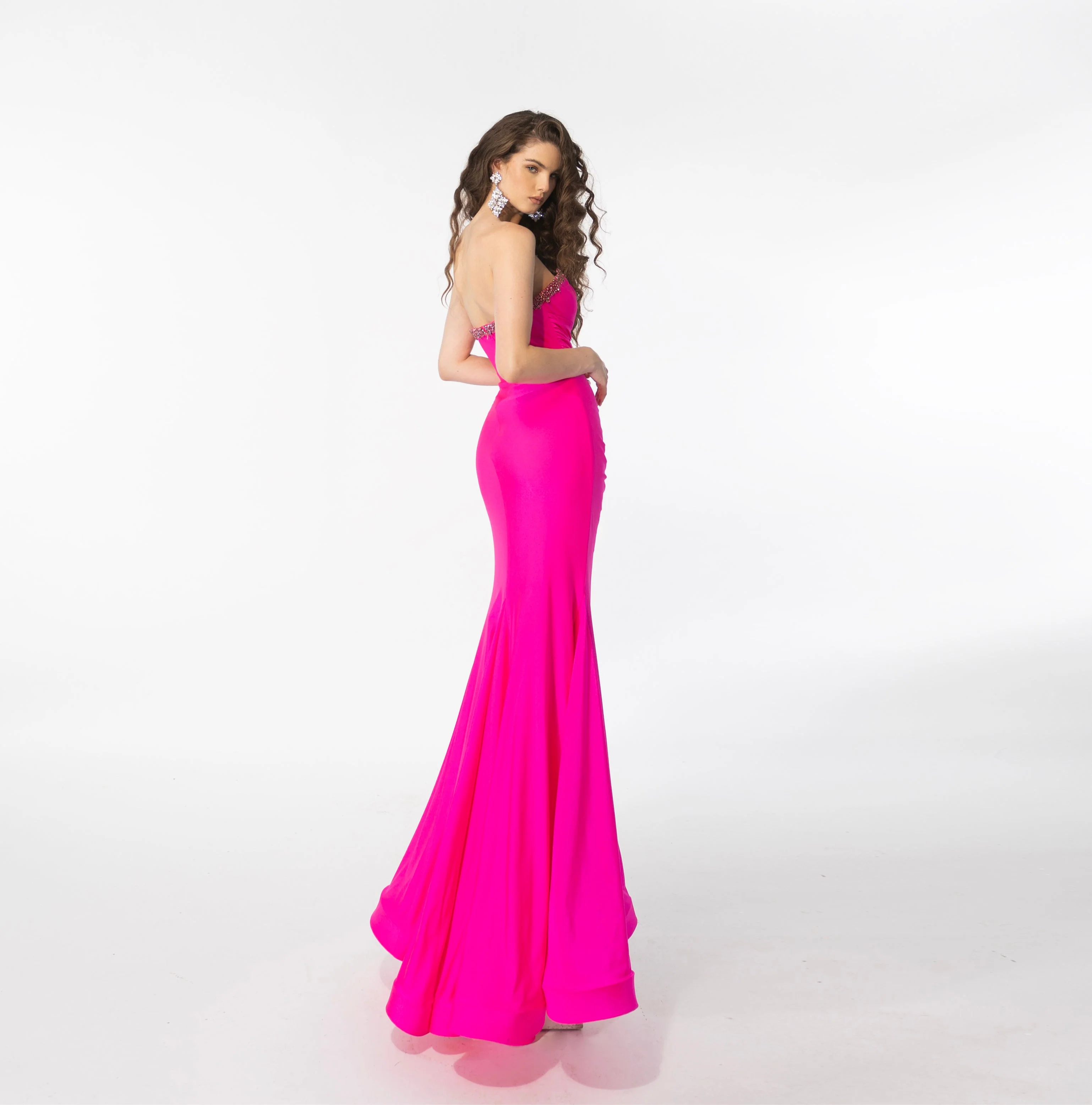 Ava Presley 39290 Size 4 Fuchsia Strapless Crystal Sweetheart Maxi Slit Prom Dress Formal Pageant Gown - Image 2