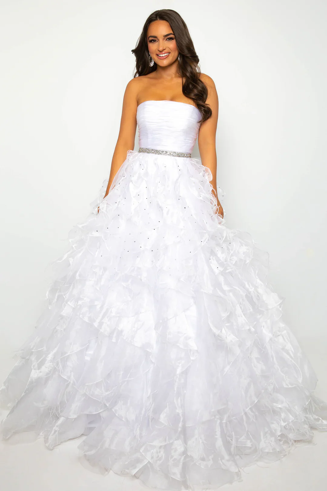 Ava Presley 39555 Long Feather Ruffle Ballgown Prom Dress Pageant Strapless Teen Formal - Image 3