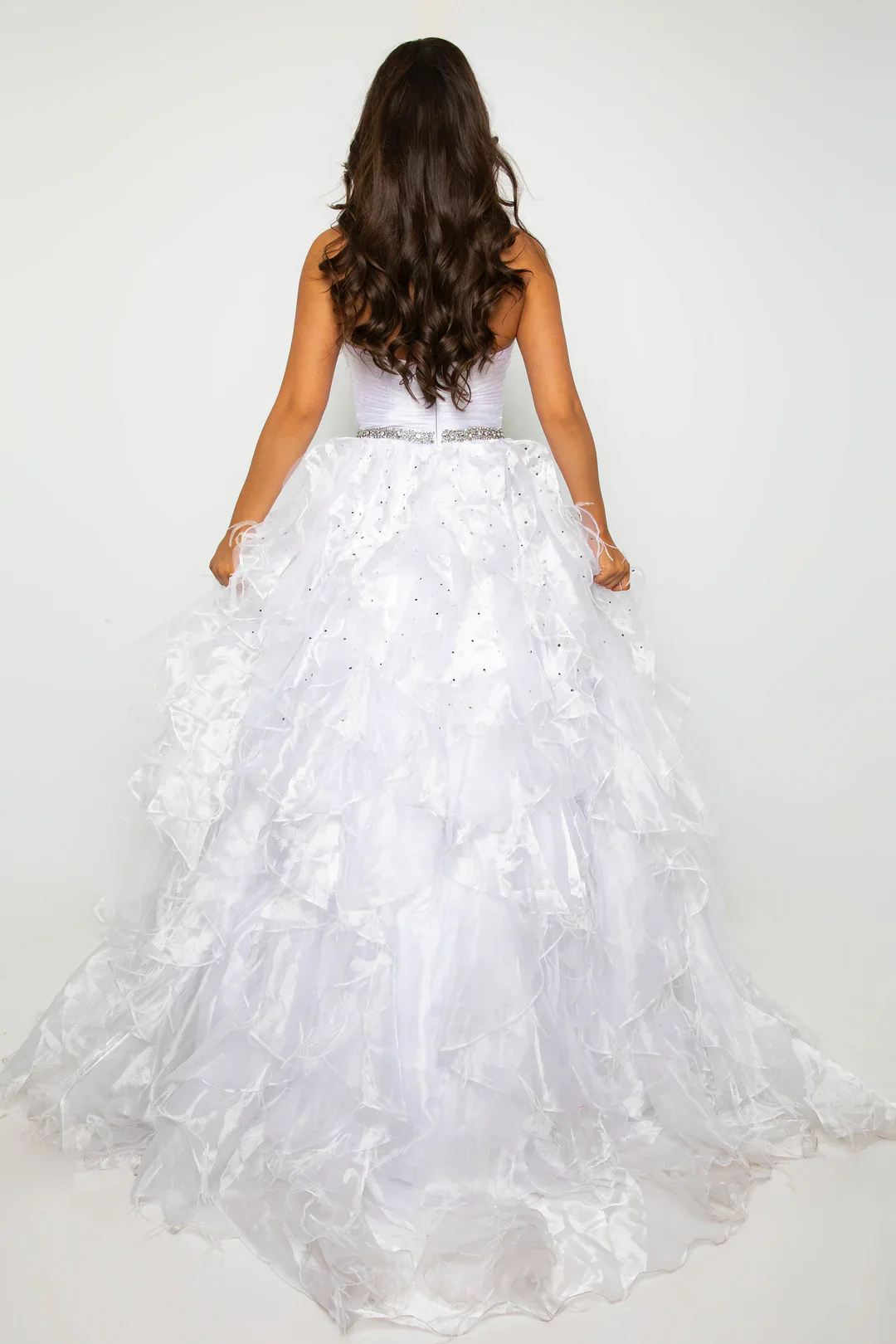 Ava Presley 39555 Long Feather Ruffle Ballgown Prom Dress Pageant Strapless Teen Formal - Image 8