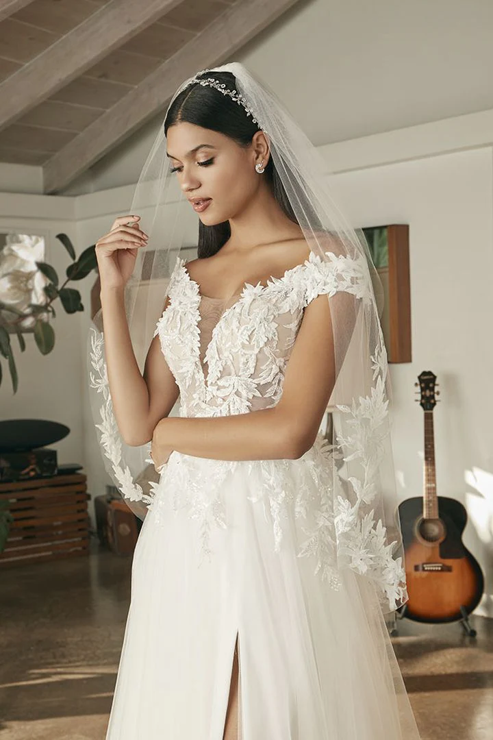 Beloved by Casablanca Bridal BL387 Remi Wedding Dress Off the Shoulder Lace Tulle Skirt - Image 4