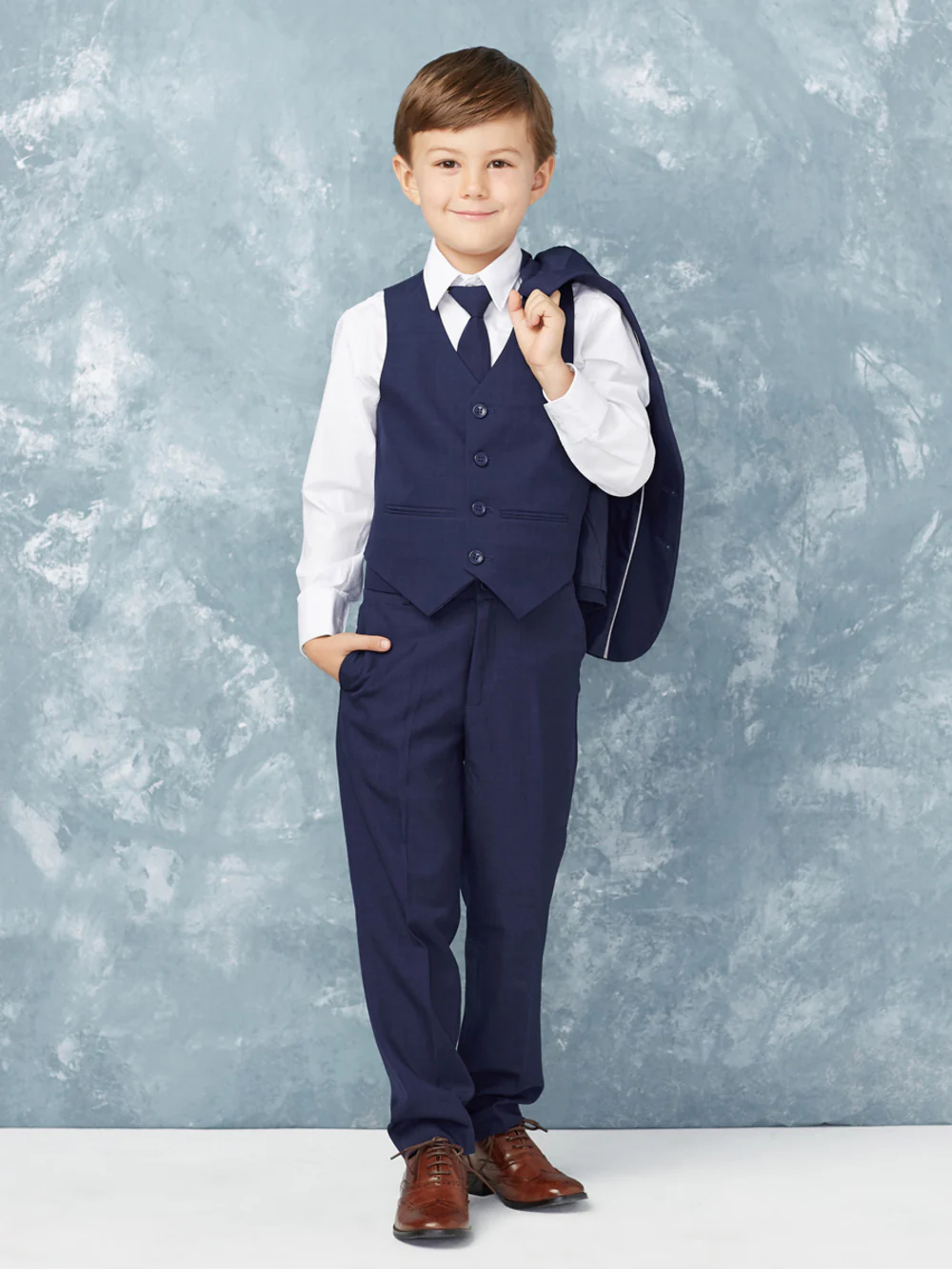 Boy's 5 Piece SLIM FIT Tuxedo Set - White 4016 - Image 3