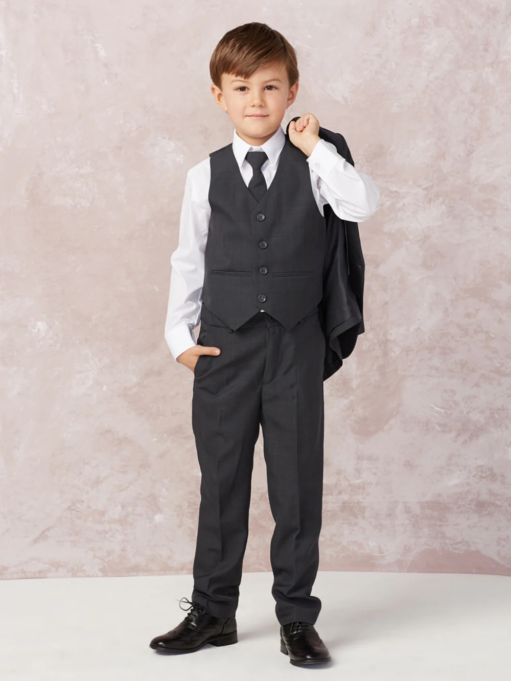 Boy's 5 Piece SLIM FIT Tuxedo Set - White 4016 - Image 4