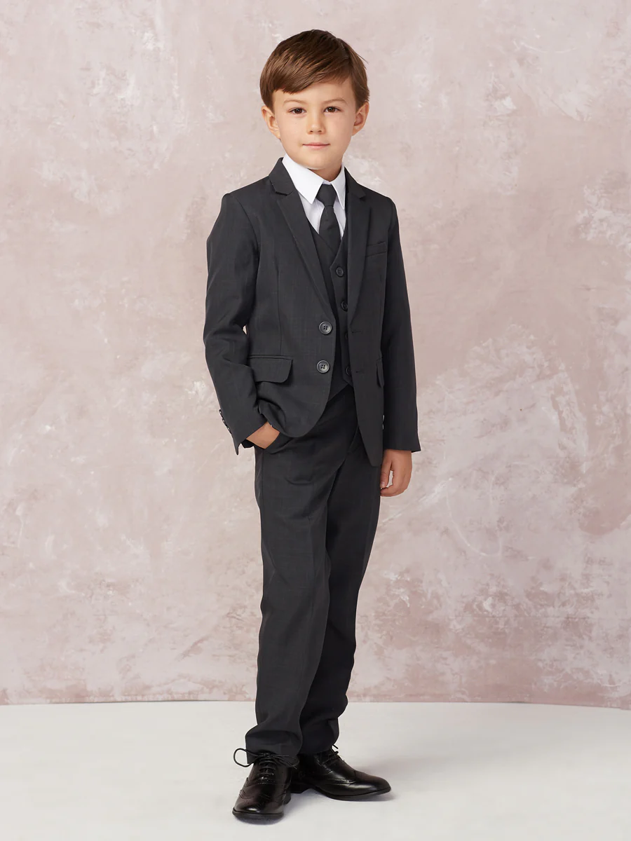 Boy's 5 Piece SLIM FIT Tuxedo Set - White 4016 - Image 8