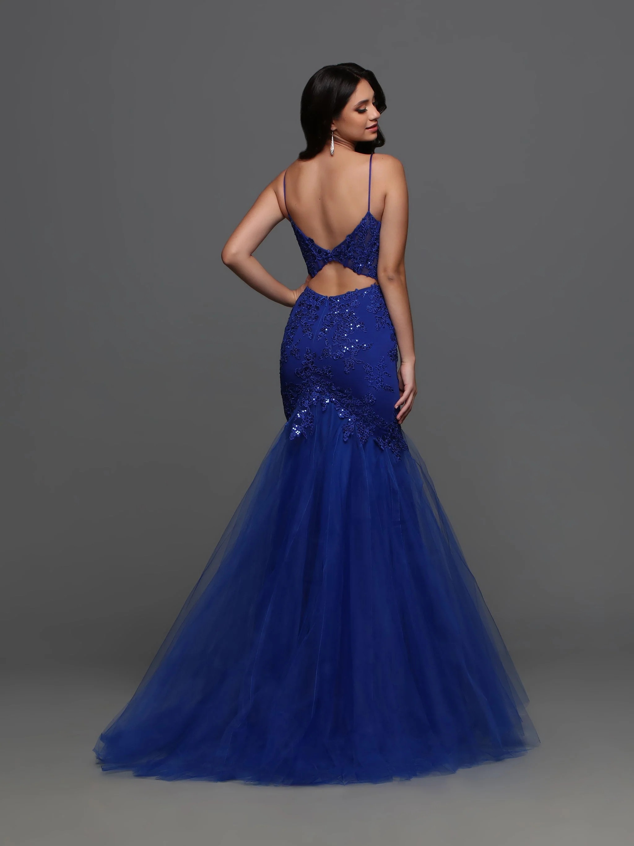 Candice Wang 72321 Size 10 Black Lace Sheer Corset Mermaid Prom Dress Cut Out Back Sequin Formal Gown - Image 4