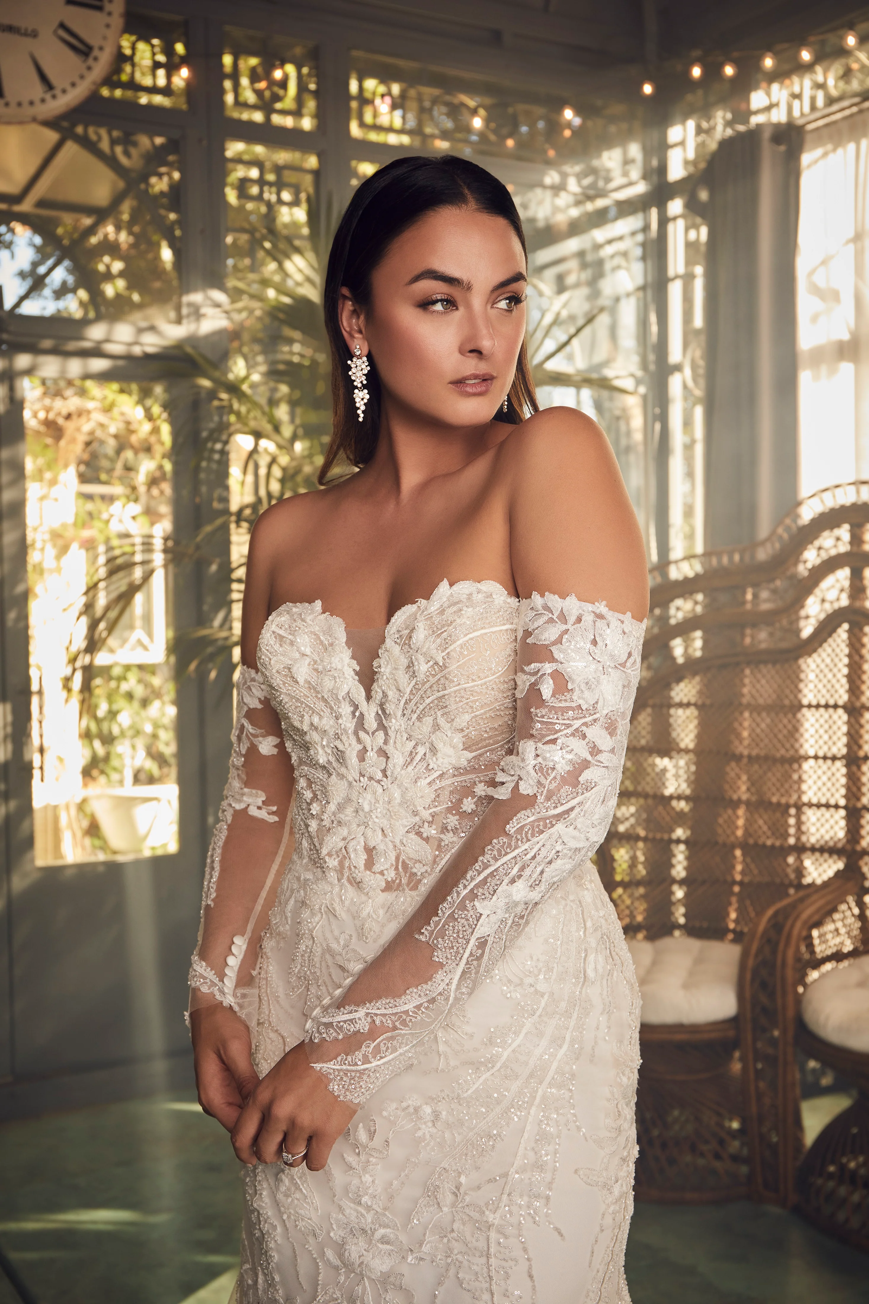 Casablanca 2477 Size 10 Delaney Wedding Dress Beaded Detached Sleeves - Image 3