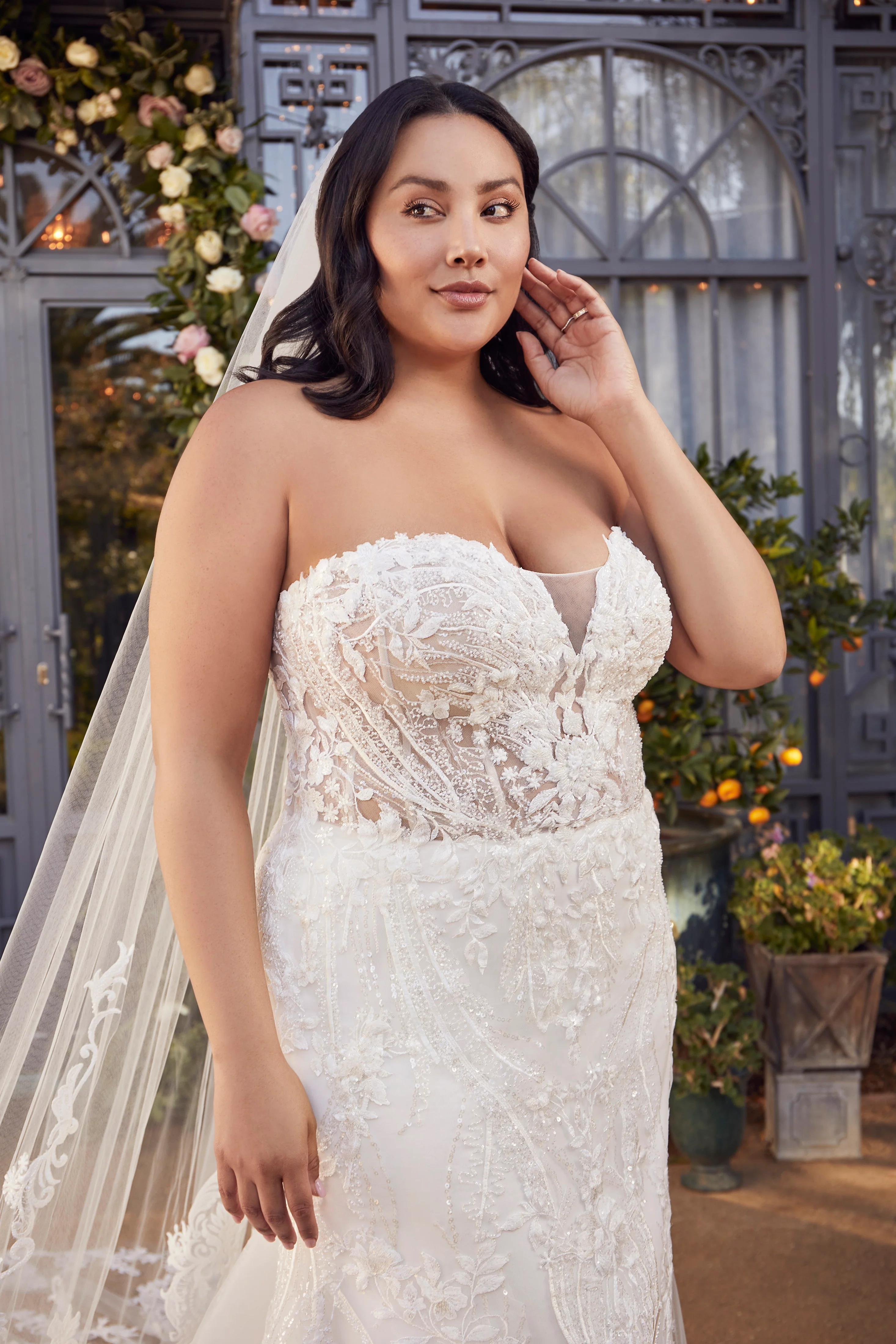 Casablanca 2477 Size 10 Delaney Wedding Dress Beaded Detached Sleeves - Image 9