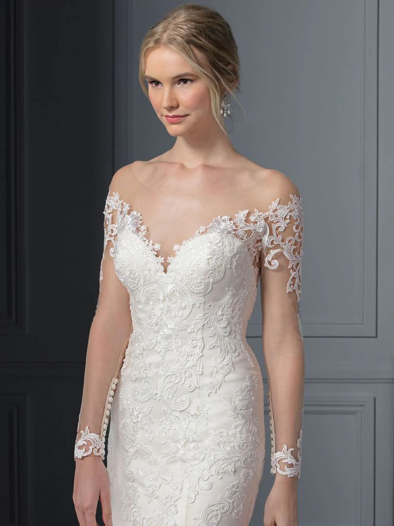 Casablanca Beloved BL239 Size 12 Carolina Wedding Dress Bridal Gown Lace Long Sleeve - Image 2