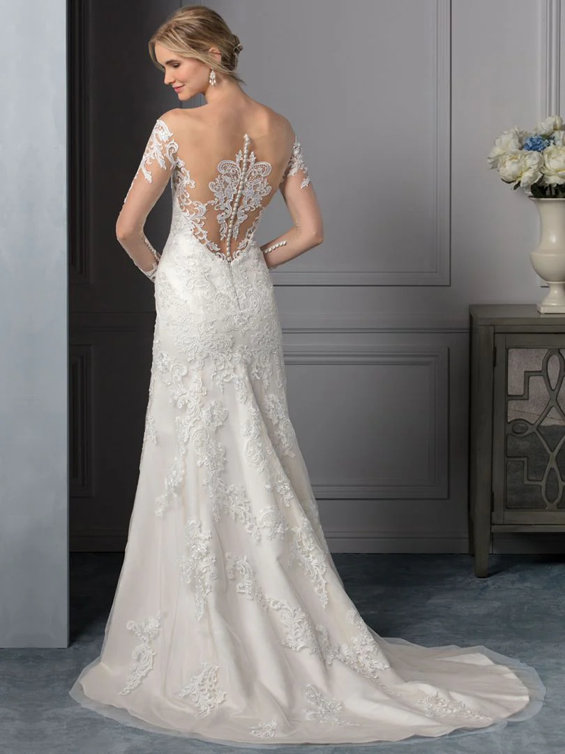 Casablanca Beloved BL239 Size 12 Carolina Wedding Dress Bridal Gown Lace Long Sleeve - Image 3