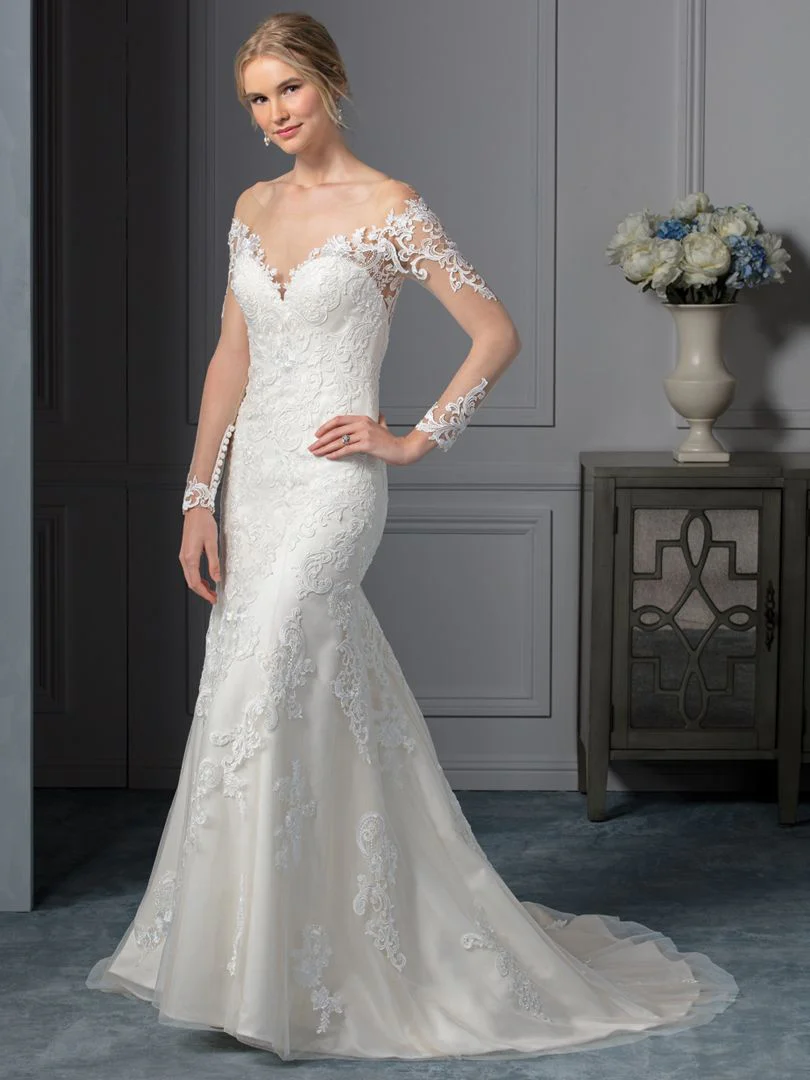 Casablanca Beloved BL239 Size 12 Carolina Wedding Dress Bridal Gown Lace Long Sleeve - Image 4
