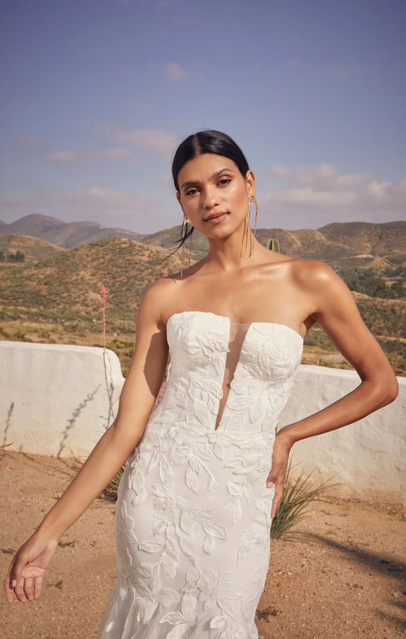 Casablanca Beloved BL432 Colt Mermaid Strapless Embroidered Sequin Floral Lace Deep V-Neck Wedding Gown - Image 4