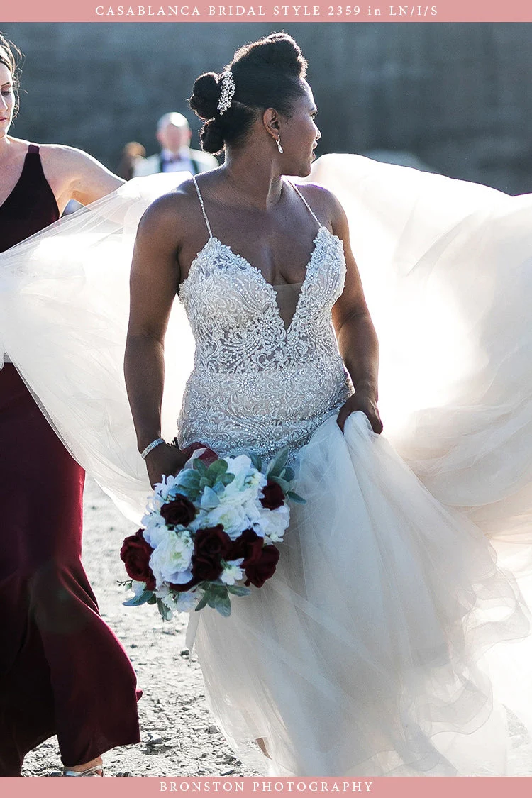 Casablanca Bridal 2359 Clara Size 10 Wedding Dress Mermaid Bridal Crystal Bodice V Neck - Image 4