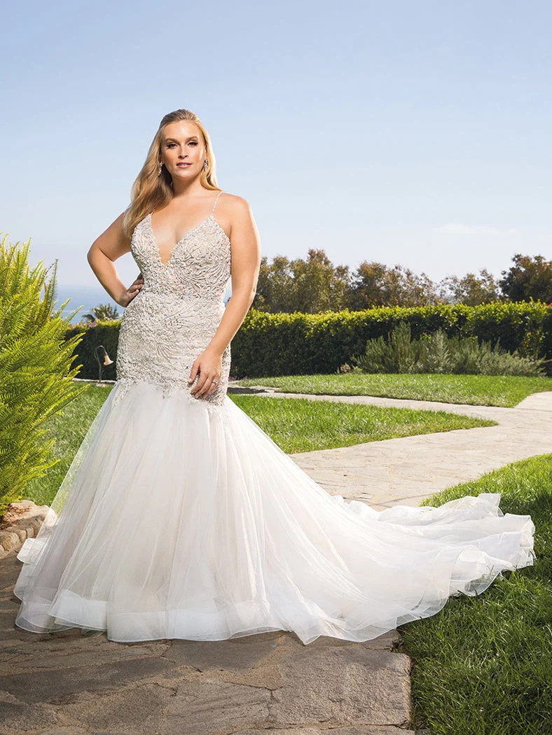 Casablanca Bridal 2359 Clara Size 10 Wedding Dress Mermaid Bridal Crystal Bodice V Neck - Image 6