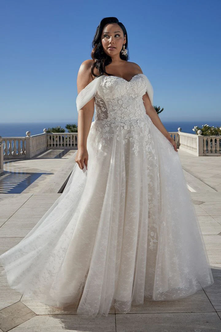 Casablanca Bridal 2455 Mae Size 6 Ivory Wedding Dress off the shoulder slit Bridal Gown A Line - Image 5