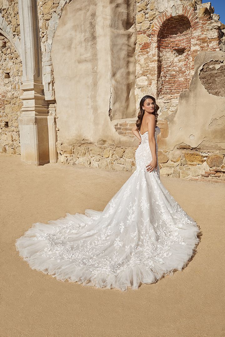 Casablanca Bridal 2471FB Paulina Wedding Dress Lace Ruffled Hem Detachable Off the Shoulder Sleeves - Image 4