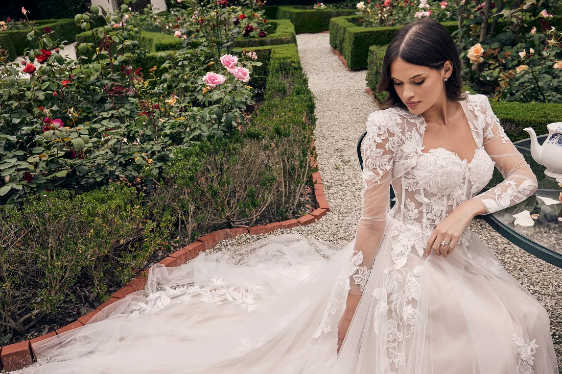 Casablanca Bridal 2537 Adalaide A-Line Sheer Floral Corset Strapless Sweetheart Neckline Wedding Gown - Image 11