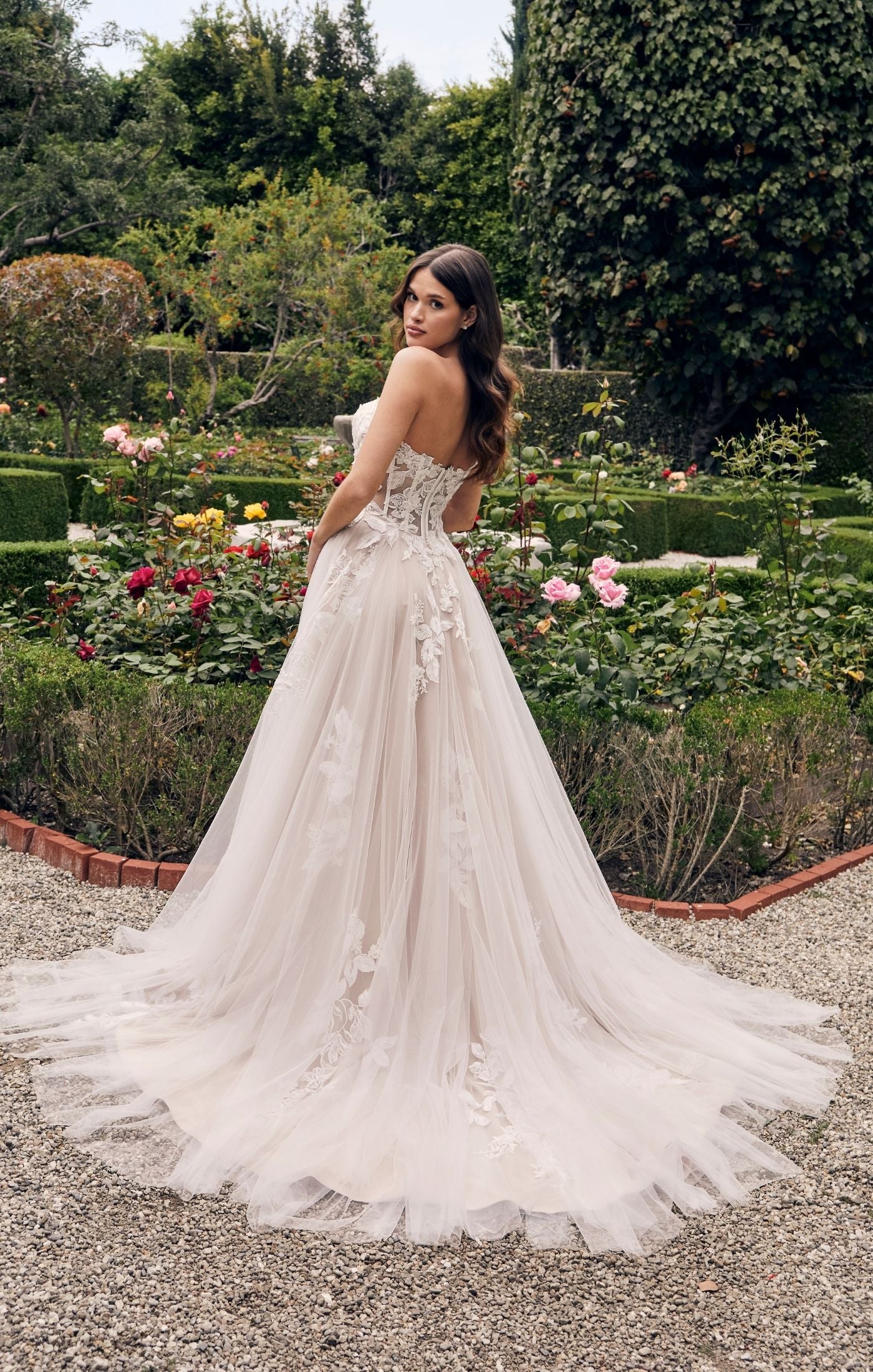 Casablanca Bridal 2537 Adalaide A-Line Sheer Floral Corset Strapless Sweetheart Neckline Wedding Gown - Image 2