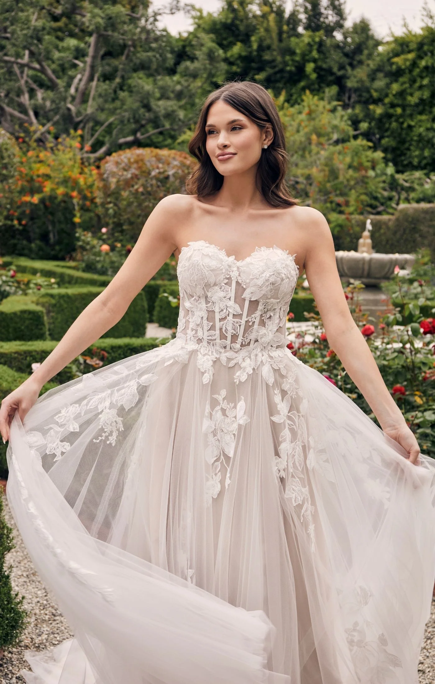 Casablanca Bridal 2537 Adalaide A-Line Sheer Floral Corset Strapless Sweetheart Neckline Wedding Gown - Image 3