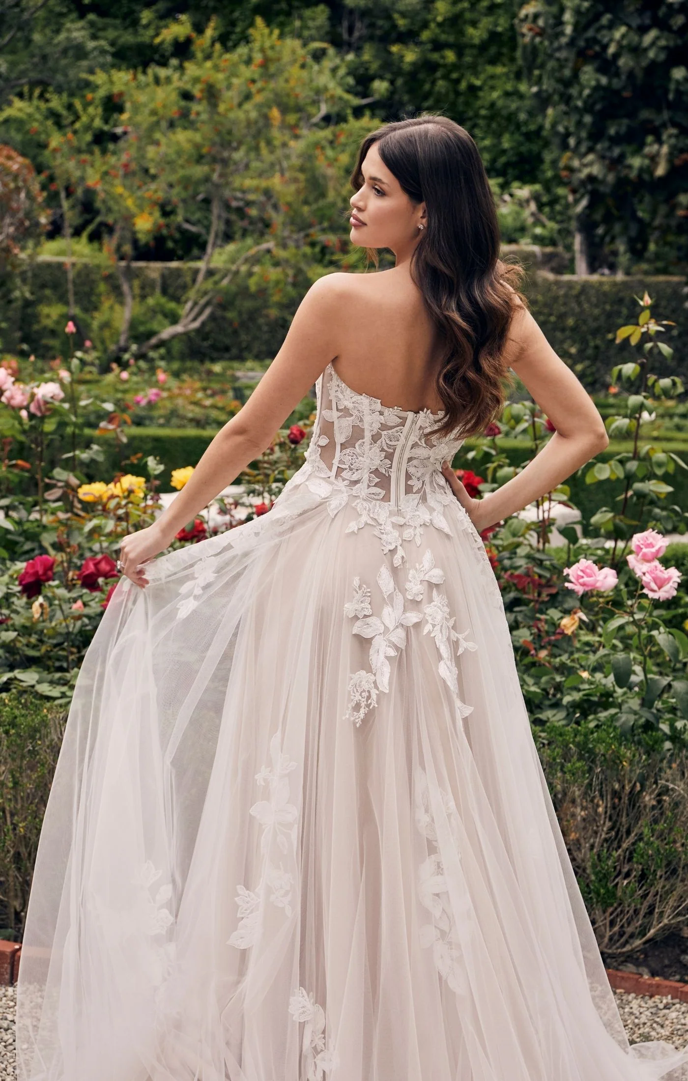 Casablanca Bridal 2537 Adalaide A-Line Sheer Floral Corset Strapless Sweetheart Neckline Wedding Gown - Image 4