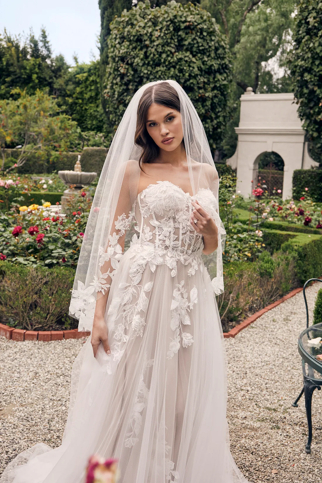 Casablanca Bridal 2537 Adalaide A-Line Sheer Floral Corset Strapless Sweetheart Neckline Wedding Gown - Image 5