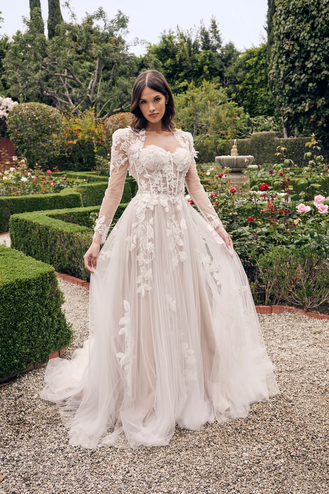 Casablanca Bridal 2537 Adalaide A-Line Sheer Floral Corset Strapless Sweetheart Neckline Wedding Gown - Image 6