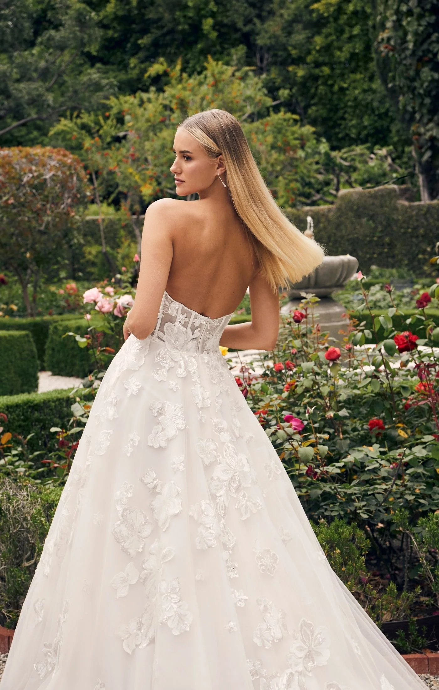 Casablanca Bridal 2540 Elloise A-Line Ballgown Strapless Sheer Floral Corset Sweetheart Neckline Open Back Train Wedding Gown - Image 4