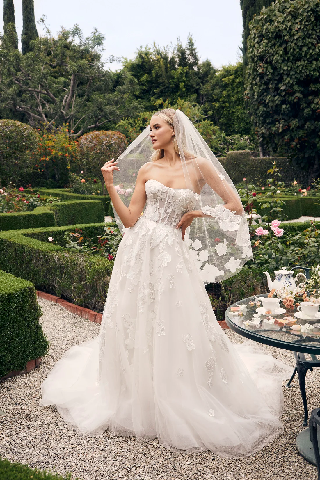 Casablanca Bridal 2540 Elloise A-Line Ballgown Strapless Sheer Floral Corset Sweetheart Neckline Open Back Train Wedding Gown - Image 7