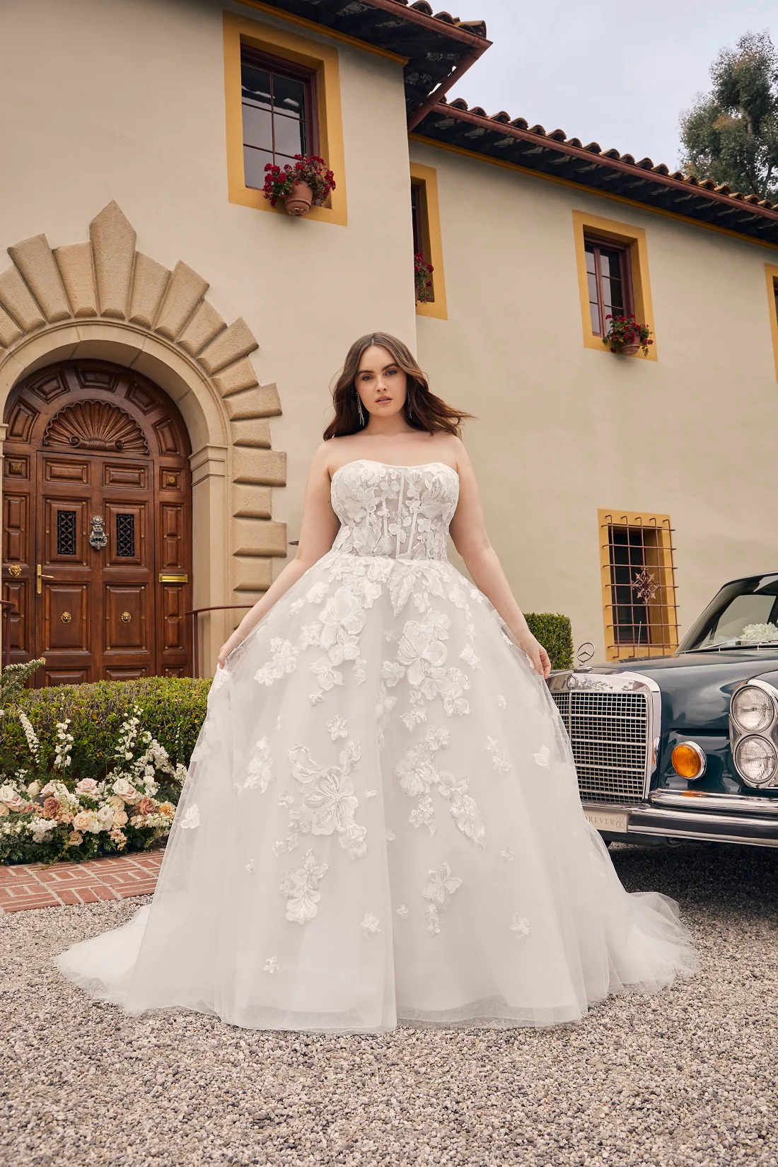 Casablanca Bridal 2540 Elloise A-Line Ballgown Strapless Sheer Floral Corset Sweetheart Neckline Open Back Train Wedding Gown - Image 9
