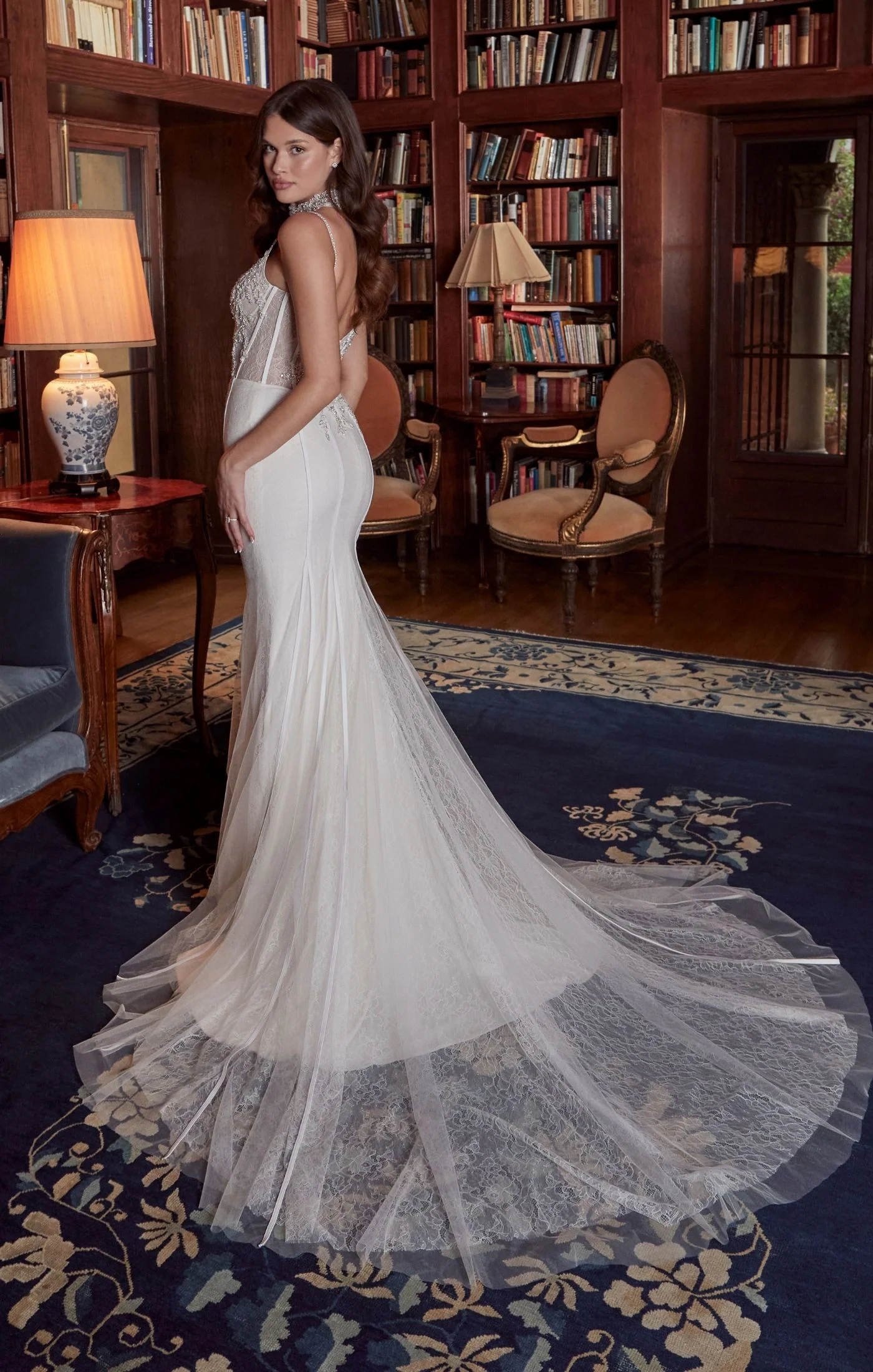 Casablanca Bridal 2542 Chanel Fit And Flare Sheer Corset Crystal Embellished Sweetheart Neckline Spaghetti Strap Wedding Gown - Image 2