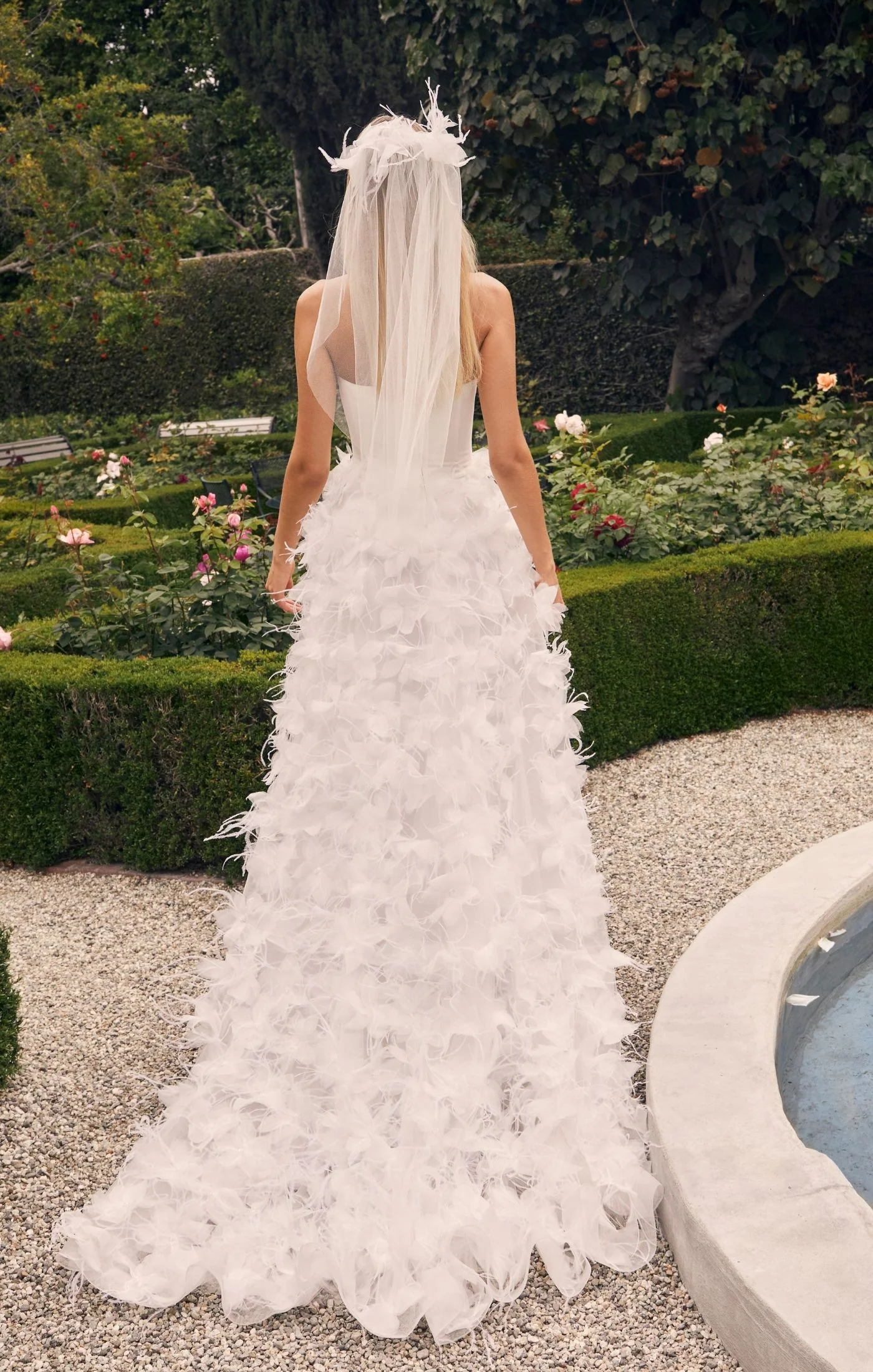 Casablanca Bridal 2545 Bijou A-Line Feather Skirt Slit Strapless 3D Floral Appliques Wedding Gown - Image 2