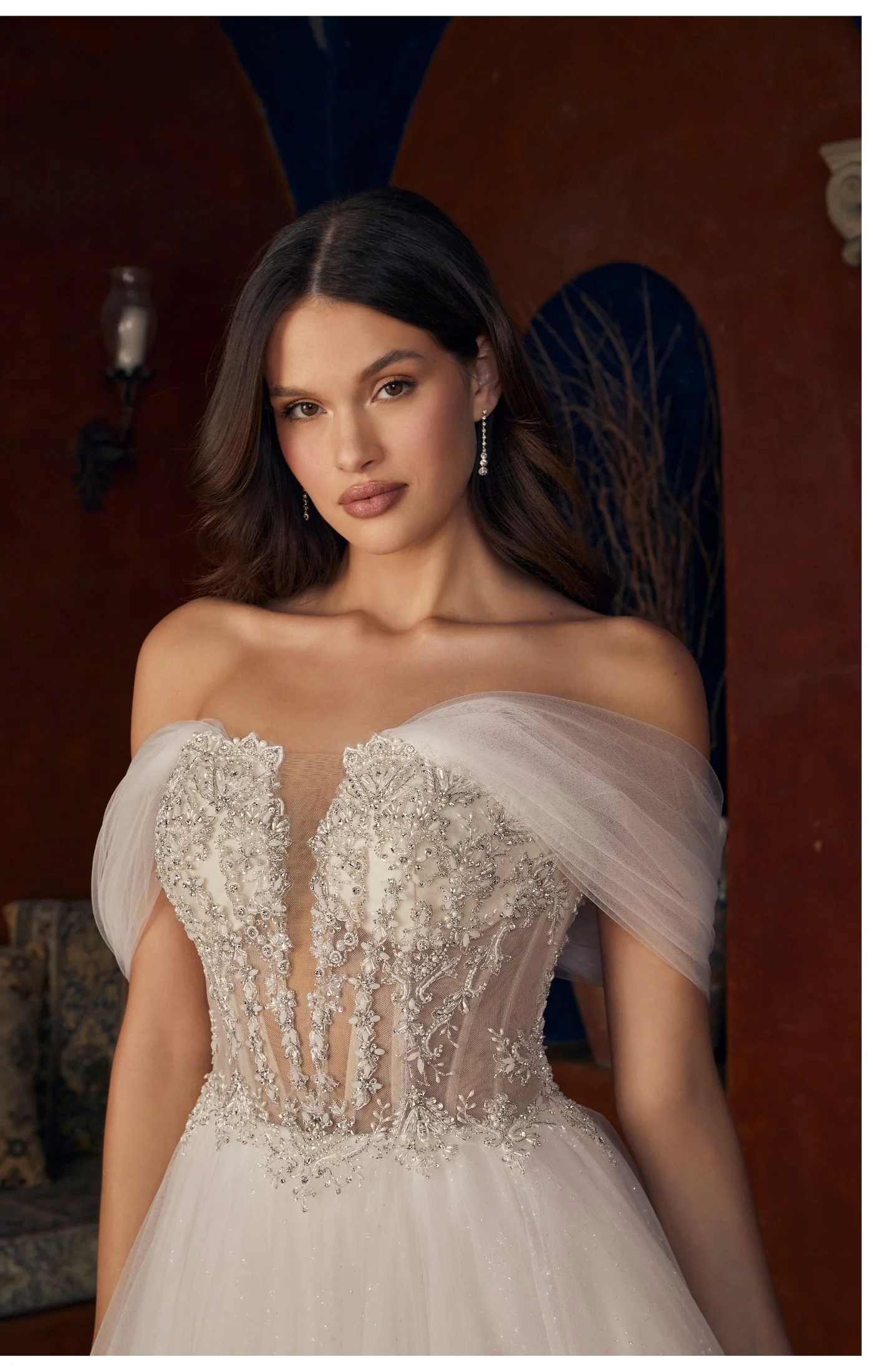 Casablanca Bridal 2547 Meline Wedding Dress Ballgown Sheer Corset Off The Shoulder Plunging Neckline Train Wedding Gown - Image 3