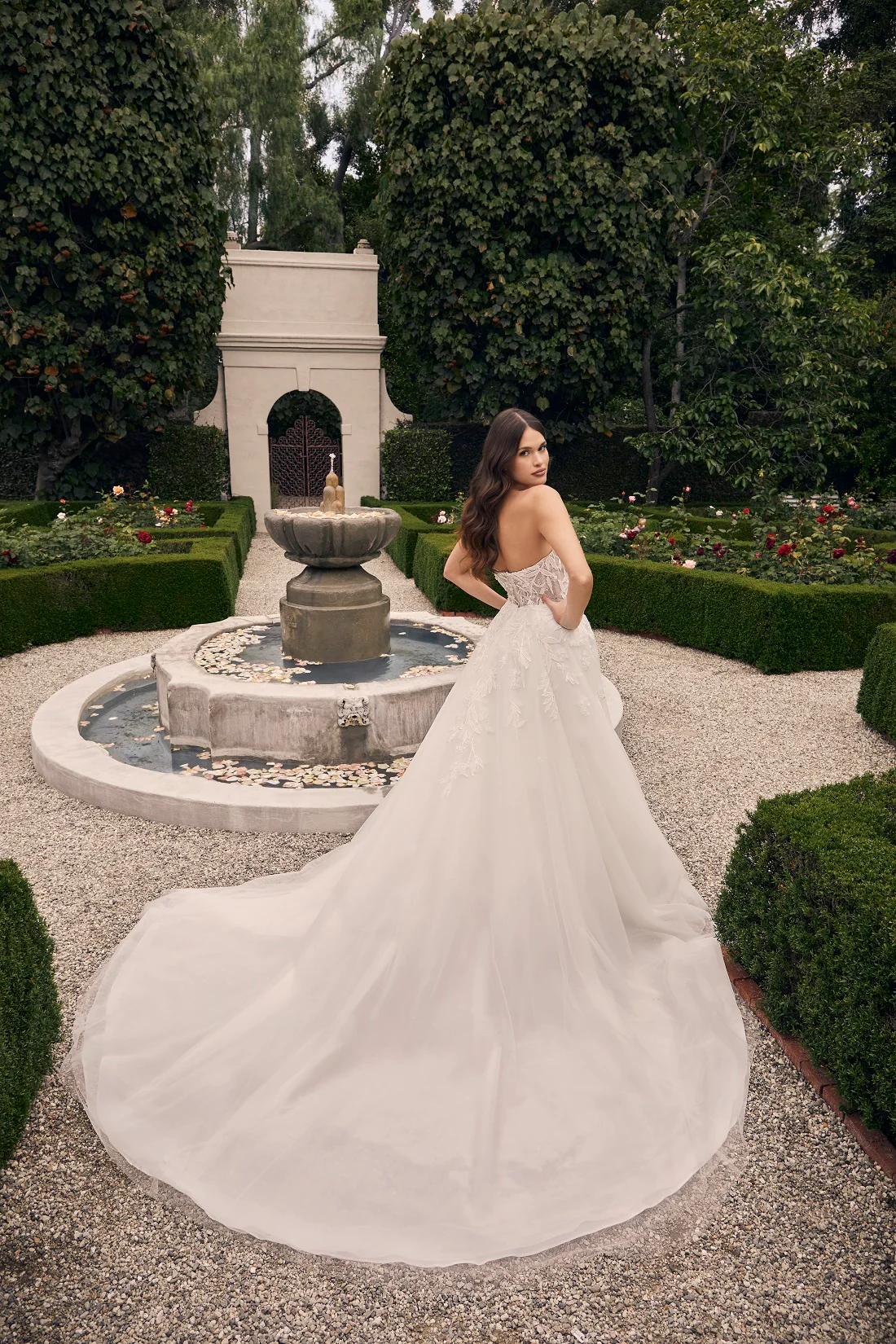 Casablanca Bridal 2548 Jacqueline A-Line Ballgown Off The Shoulder Sheer Floral Tulle Appliques Train Wedding Dress - Image 10