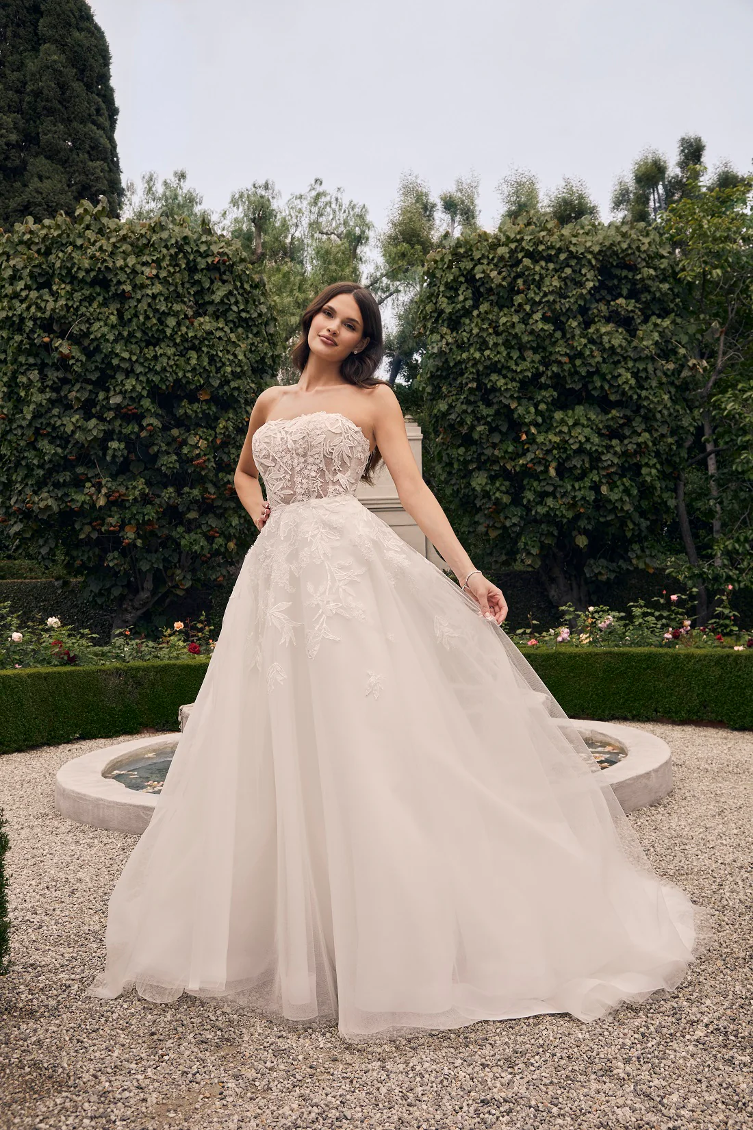 Casablanca Bridal 2548 Jacqueline A-Line Ballgown Off The Shoulder Sheer Floral Tulle Appliques Train Wedding Dress - Image 11