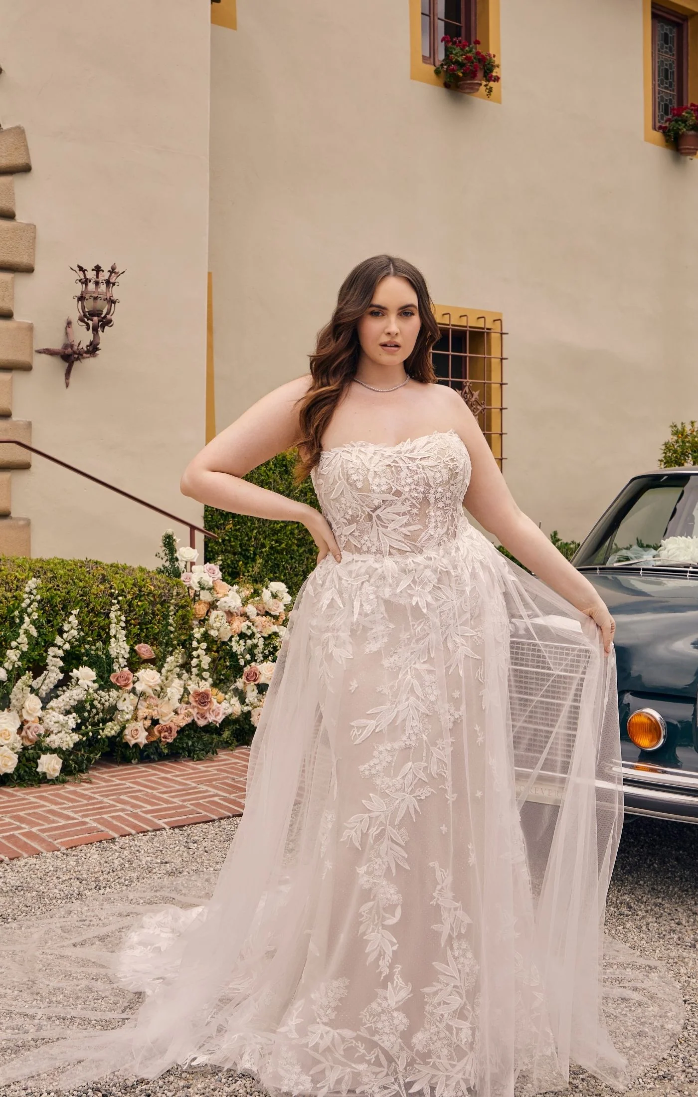Casablanca Bridal 2548 Jacqueline A-Line Ballgown Off The Shoulder Sheer Floral Tulle Appliques Train Wedding Dress - Image 4