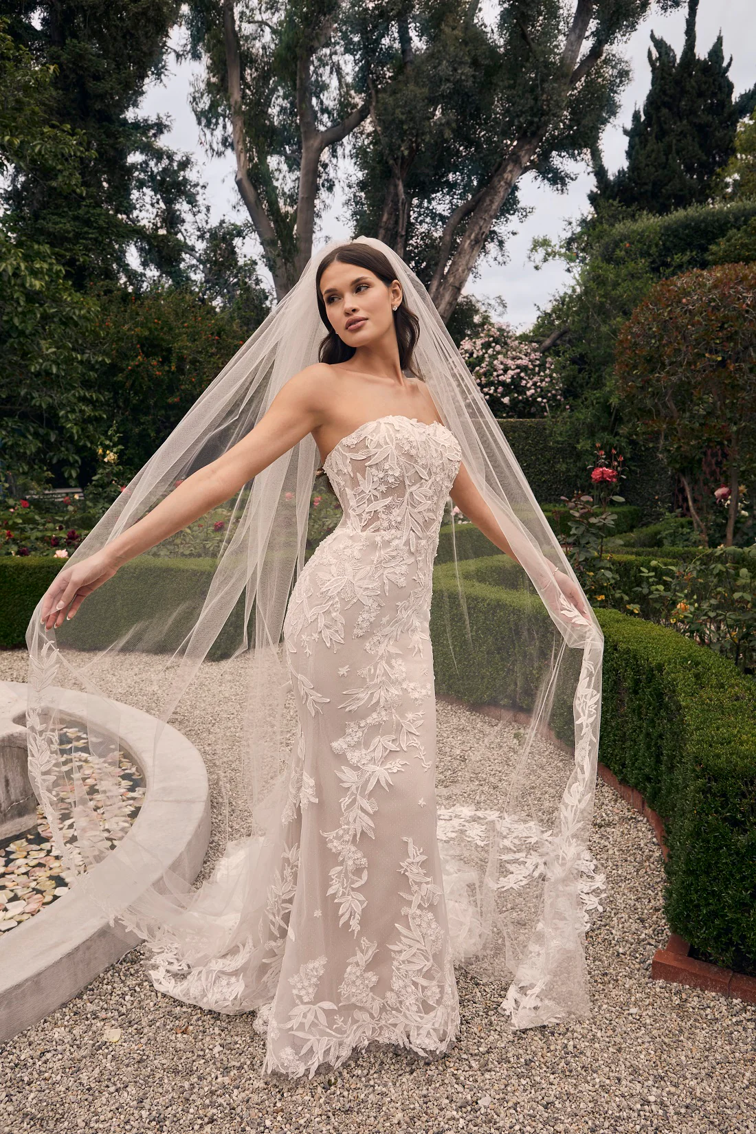 Casablanca Bridal 2548 Jacqueline A-Line Ballgown Off The Shoulder Sheer Floral Tulle Appliques Train Wedding Dress - Image 6