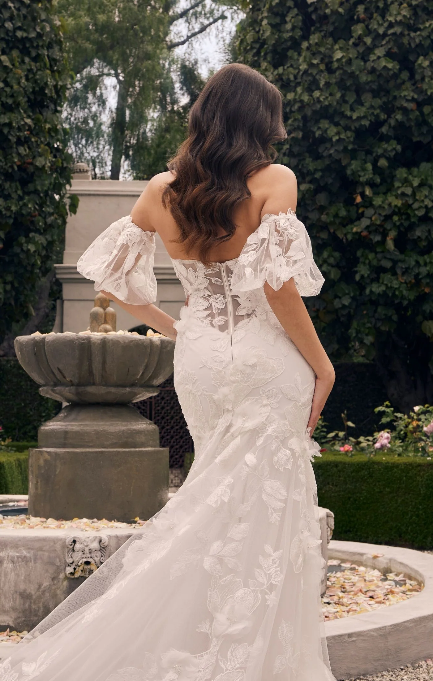 Casablanca Bridal 2552 Patrice Fit And Flare Strapless Sweetheart Neckline Floral Tulle Corset Train Wedding Dress - Image 3