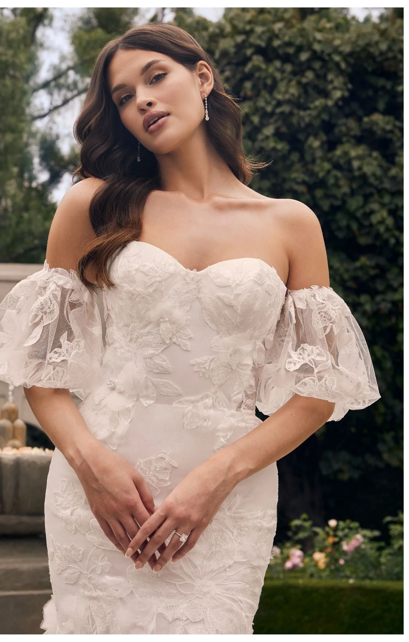 Casablanca Bridal 2552 Patrice Fit And Flare Strapless Sweetheart Neckline Floral Tulle Corset Train Wedding Dress - Image 4