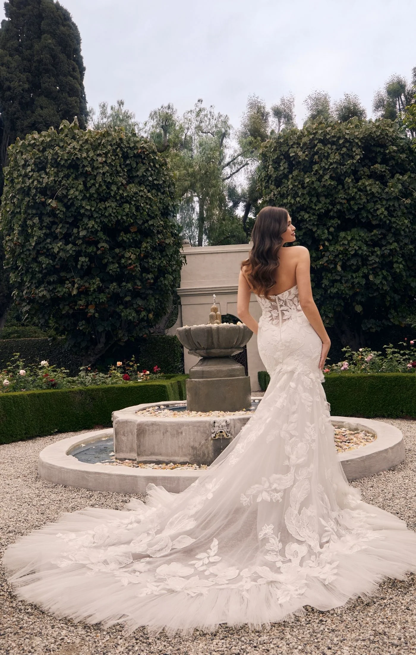Casablanca Bridal 2552 Patrice Fit And Flare Strapless Sweetheart Neckline Floral Tulle Corset Train Wedding Dress - Image 5