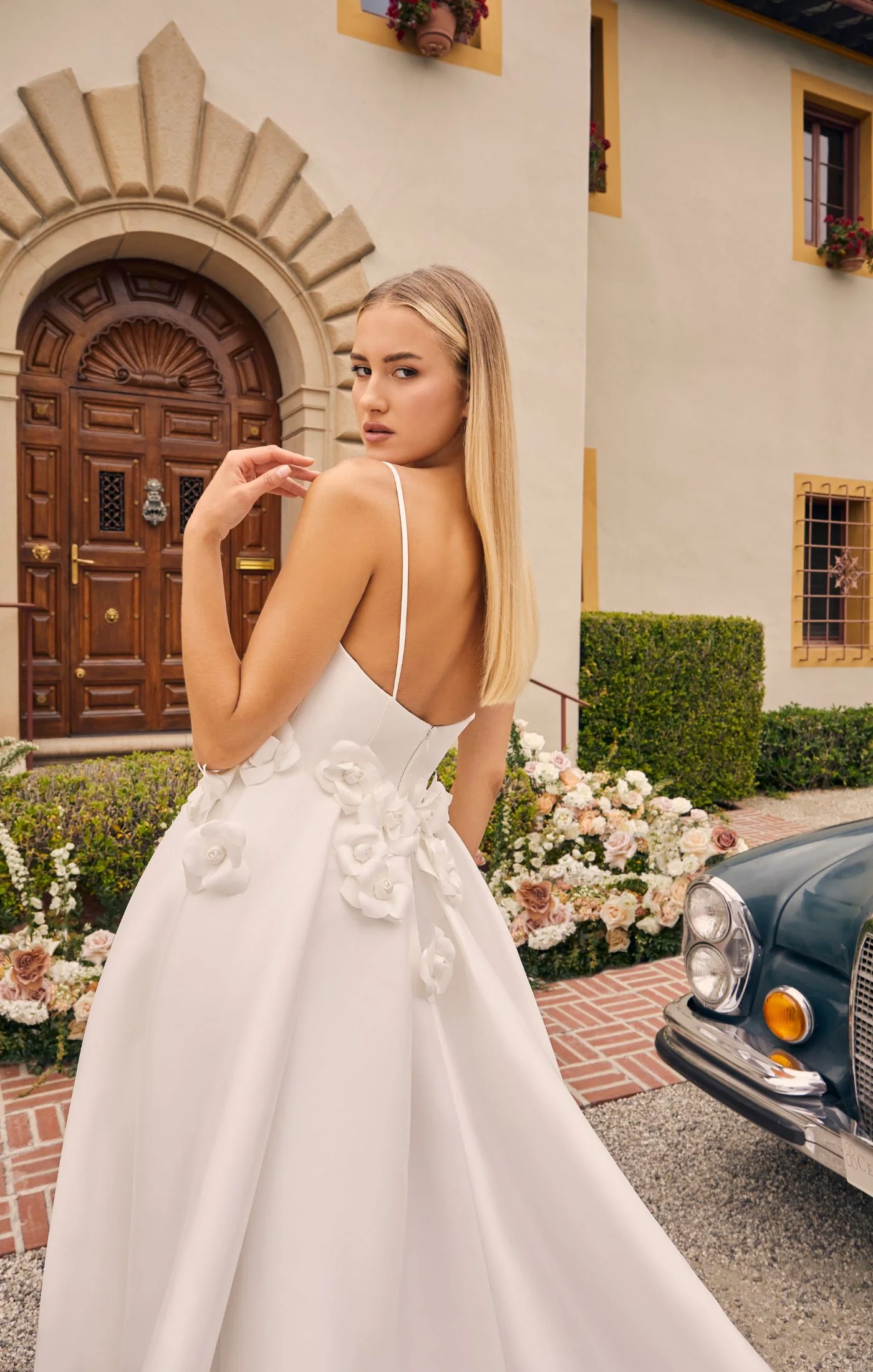 Casablanca Bridal 2556 Bellisima A-Line Spaghetti Strap V-Neck Slit Train Wedding Gown - Image 3