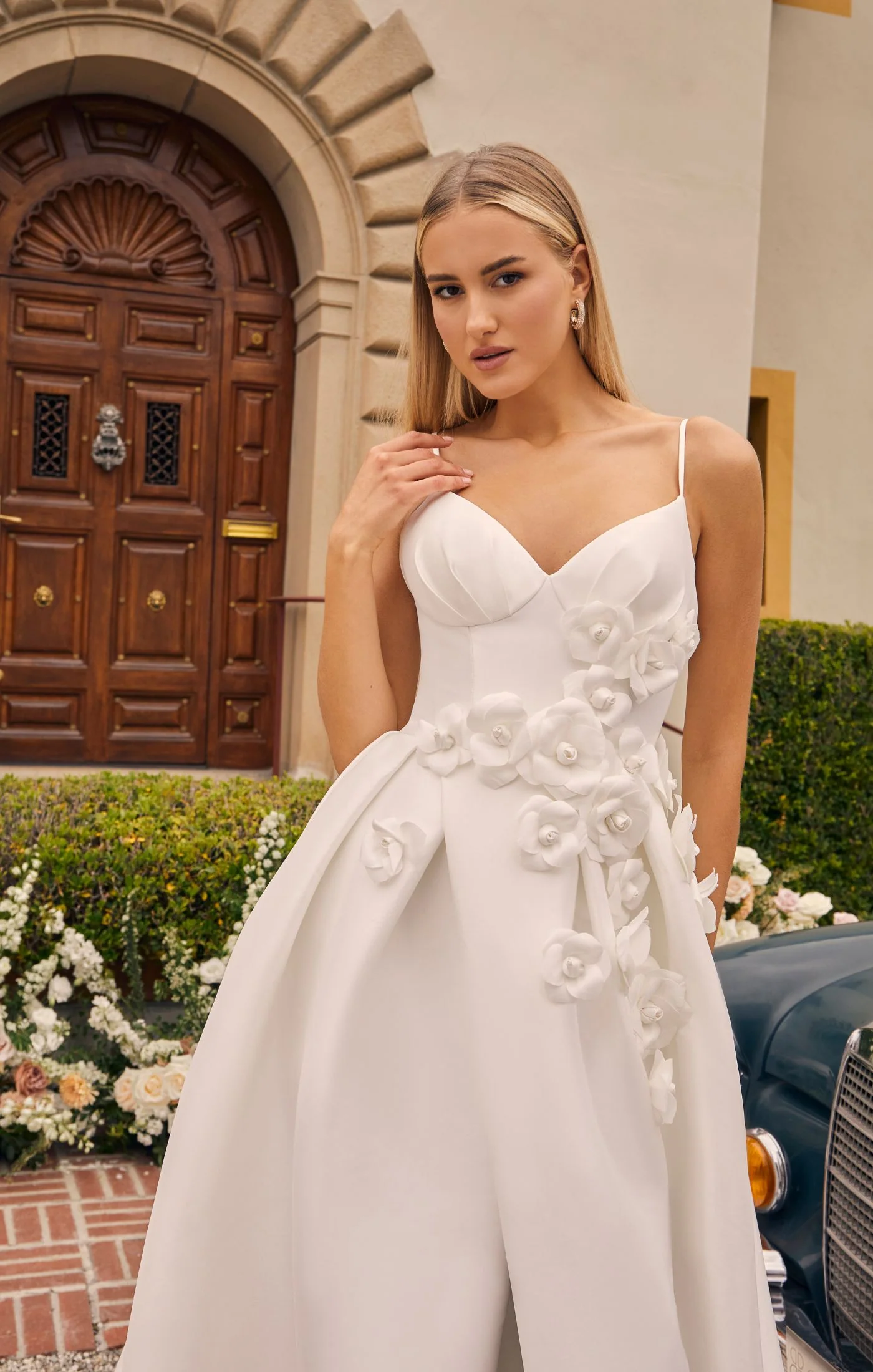 Casablanca Bridal 2556 Bellisima A-Line Spaghetti Strap V-Neck Slit Train Wedding Gown - Image 4