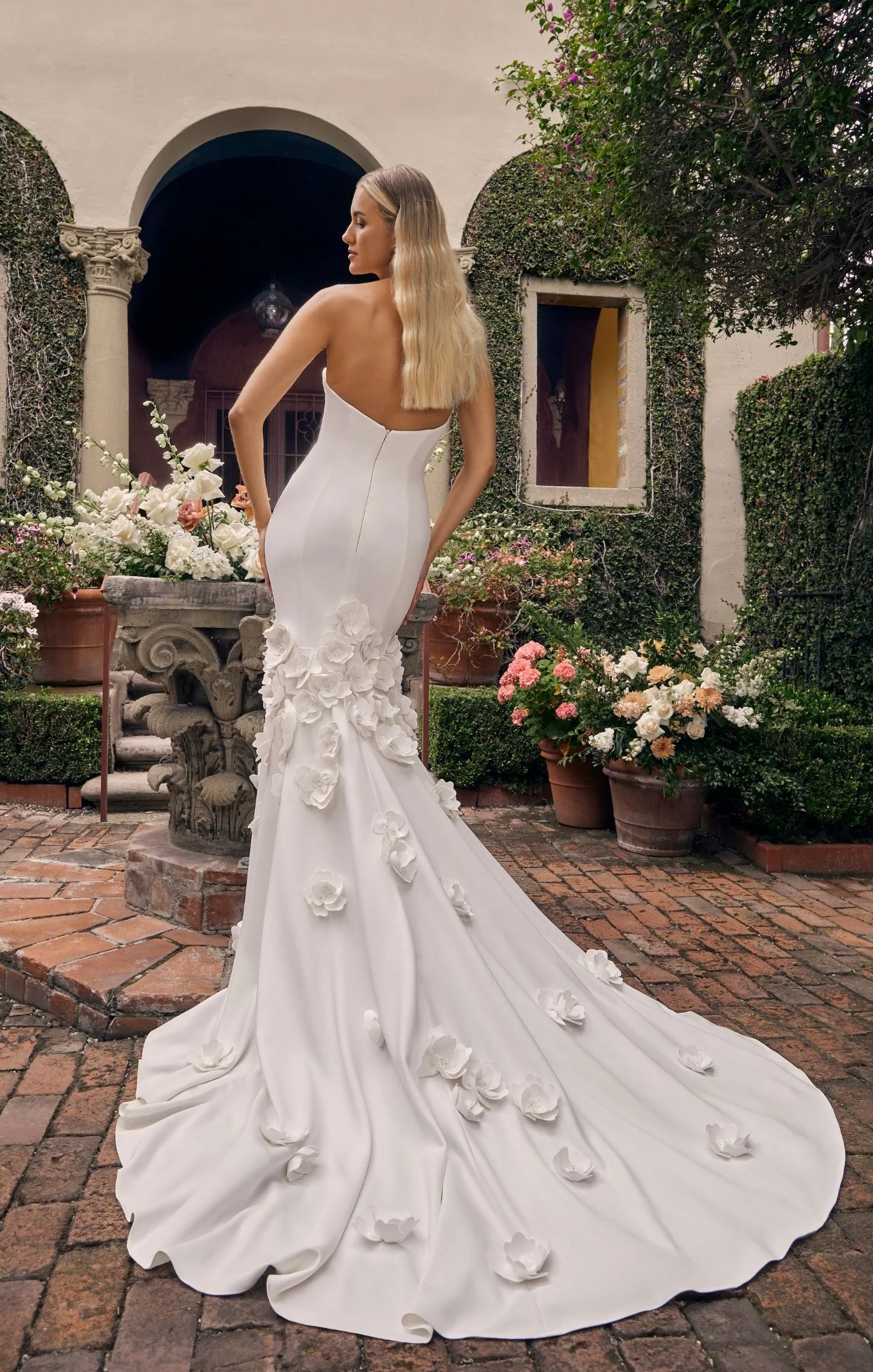 Casablance Bridal 2539 Fernande Mermaid Satin Strapless Sweetheart Neckline Train 3D Floral Appliques Wedding Gown - Image 2