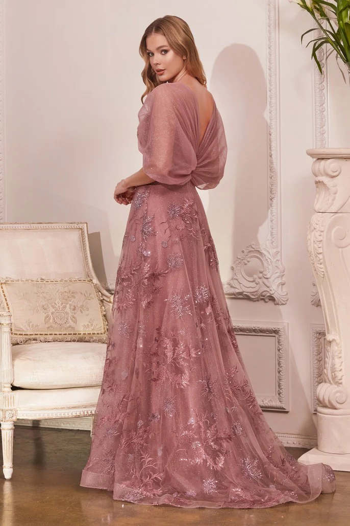 CD 008 Size 18 Long Mother Of Formal Dress A Line Shimmer Draped Cape Sleeve Gown - Image 3