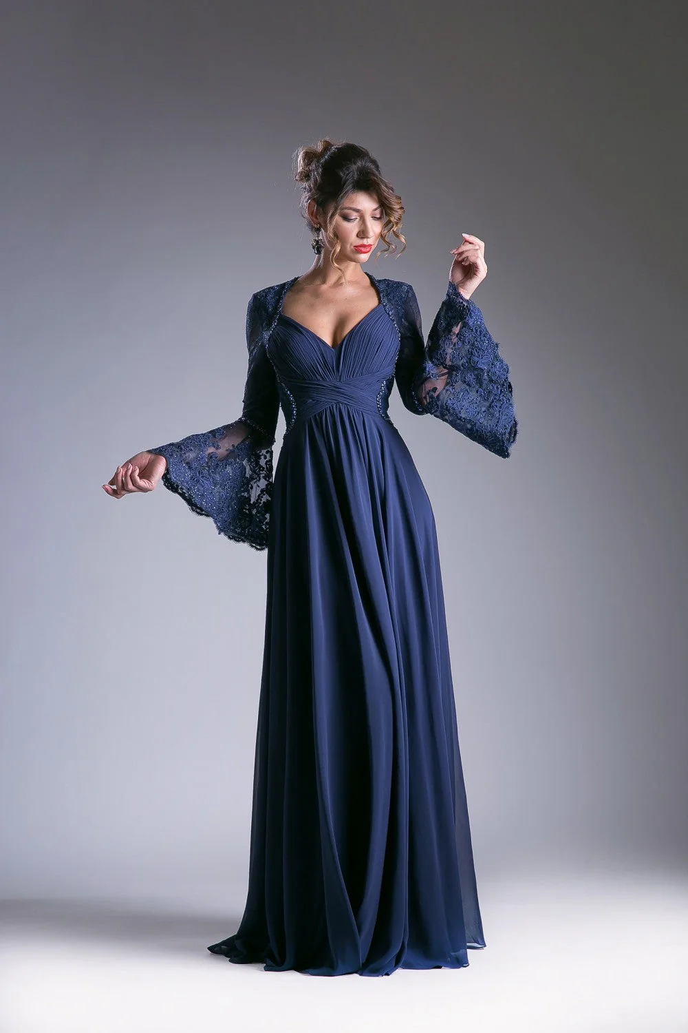 CD774 Size 10 Burgundy Bell Sleeve Mother Of Dress Formal Gown - Image 3