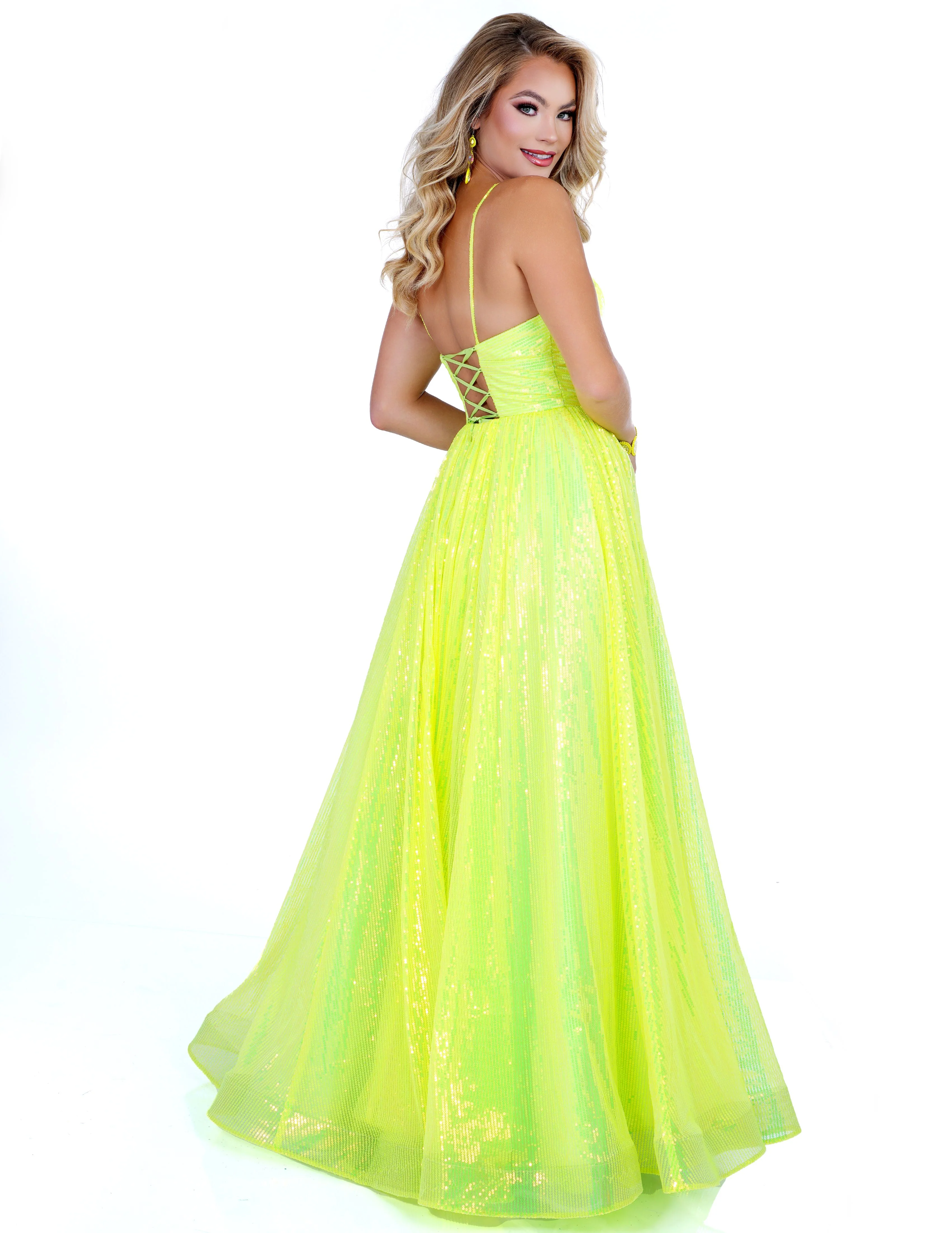Cecilia Couture 1500 Size 0 Lemon Lime Prom Dress A Line - Image 2