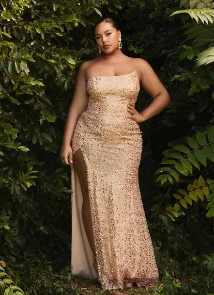 Cinderella Divine CH165 Black Evening Gown Size M (4) Long Fitted Asymmetrical Sequin Maxi Slit Formal Prom Dress Evening Gown - Image 8