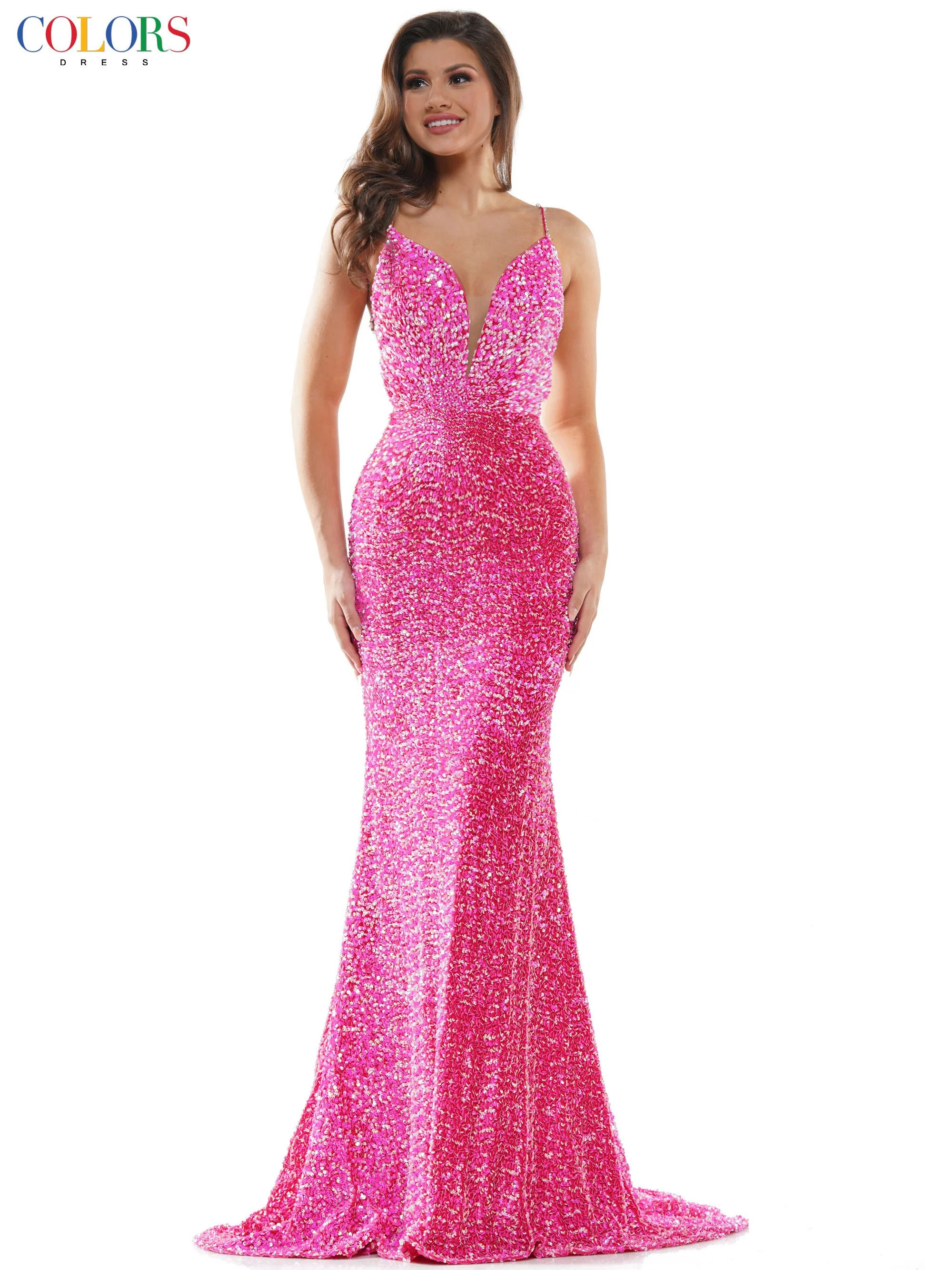 Colors 2459 Size 0,6,12 White Sequin Prom Dress Velvet - Image 3
