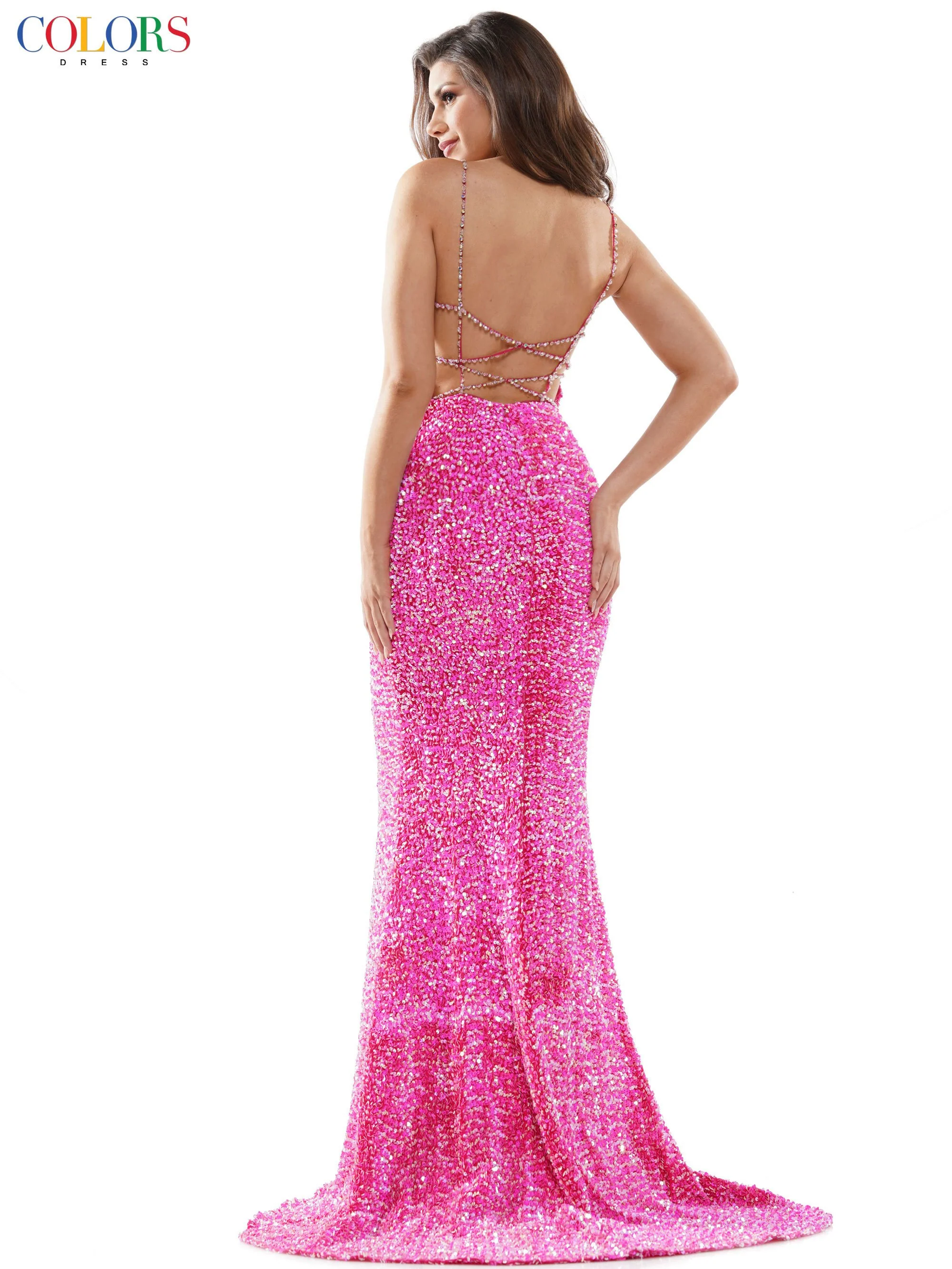 Colors 2459 Size 0,6,12 White Sequin Prom Dress Velvet - Image 5