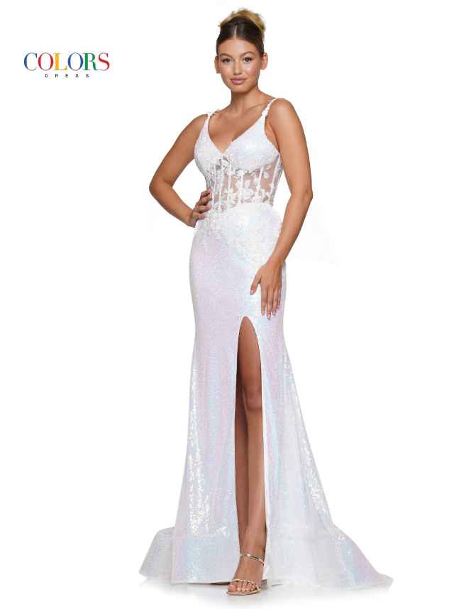 Colors Dress 2848 Prom and Pageant Gown Iridescent Sequin Lace Prom Dress - Image 9