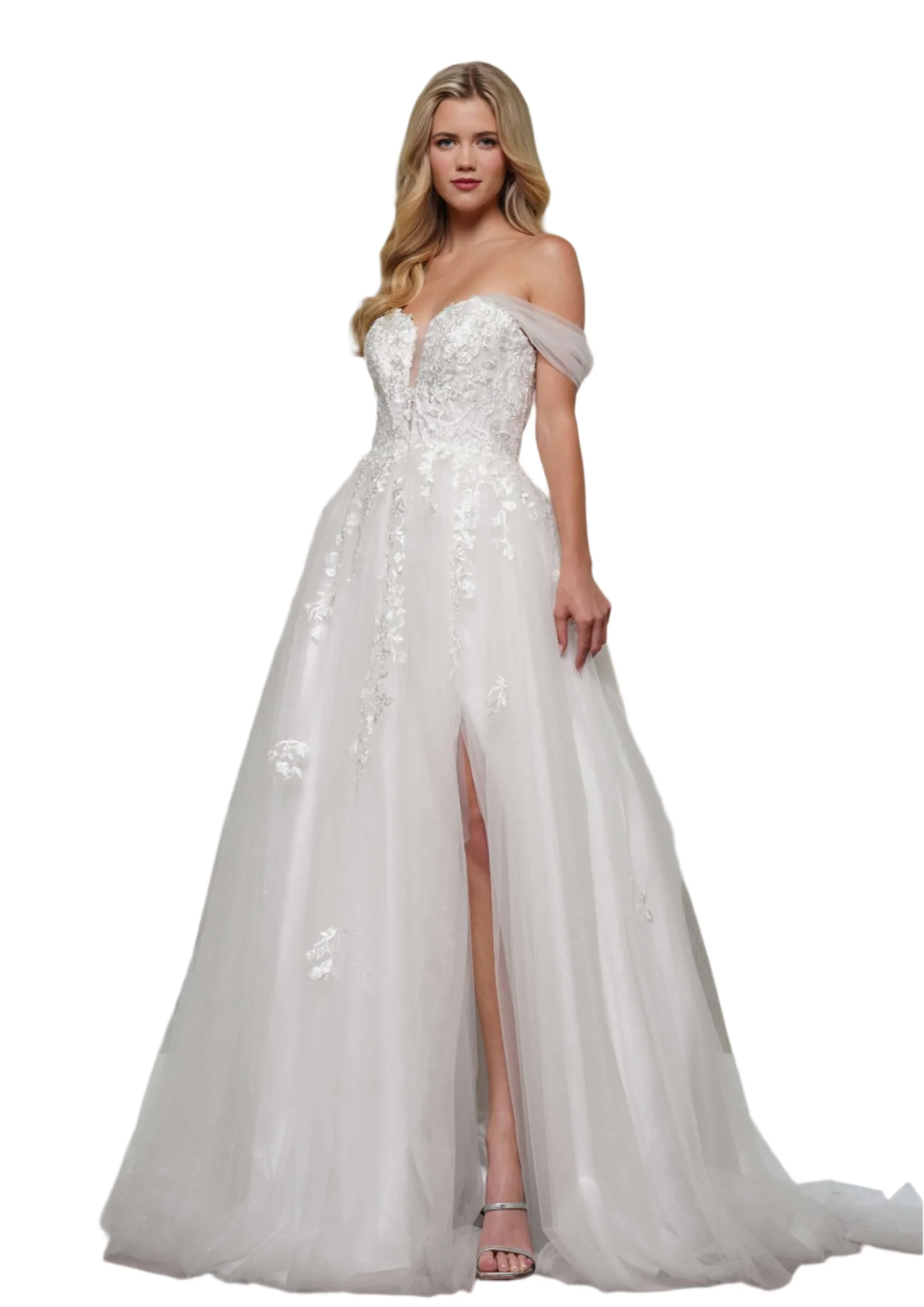 Colors Dress 3474 Shimmer Lace A Line Maxi Slit Lace Prom Dress Pageant Gown Bridal Wedding - Image 2