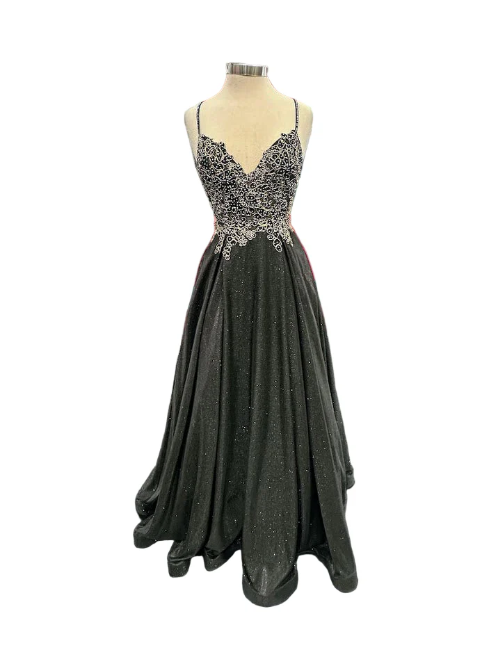 Jovani JVN2206 Size 10 Black Prom Dress Ballgown Lace - Image 2