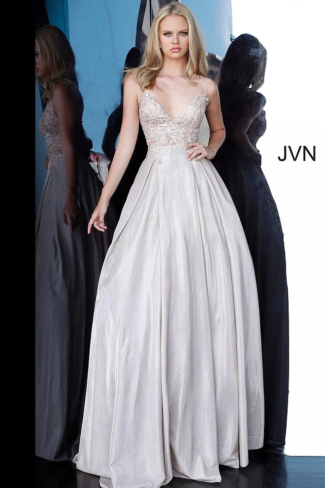 Jovani JVN2206 Size 10 Black Prom Dress Ballgown Lace - Image 3